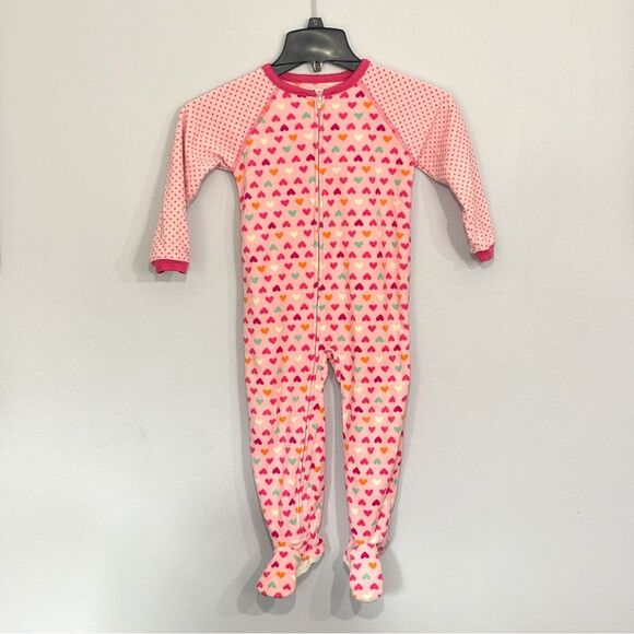 Carter’s | Girls Pink Hearts Valentine’s Day Footed Sleeper Pajamas Pjs 3T - Picture 1 of 14